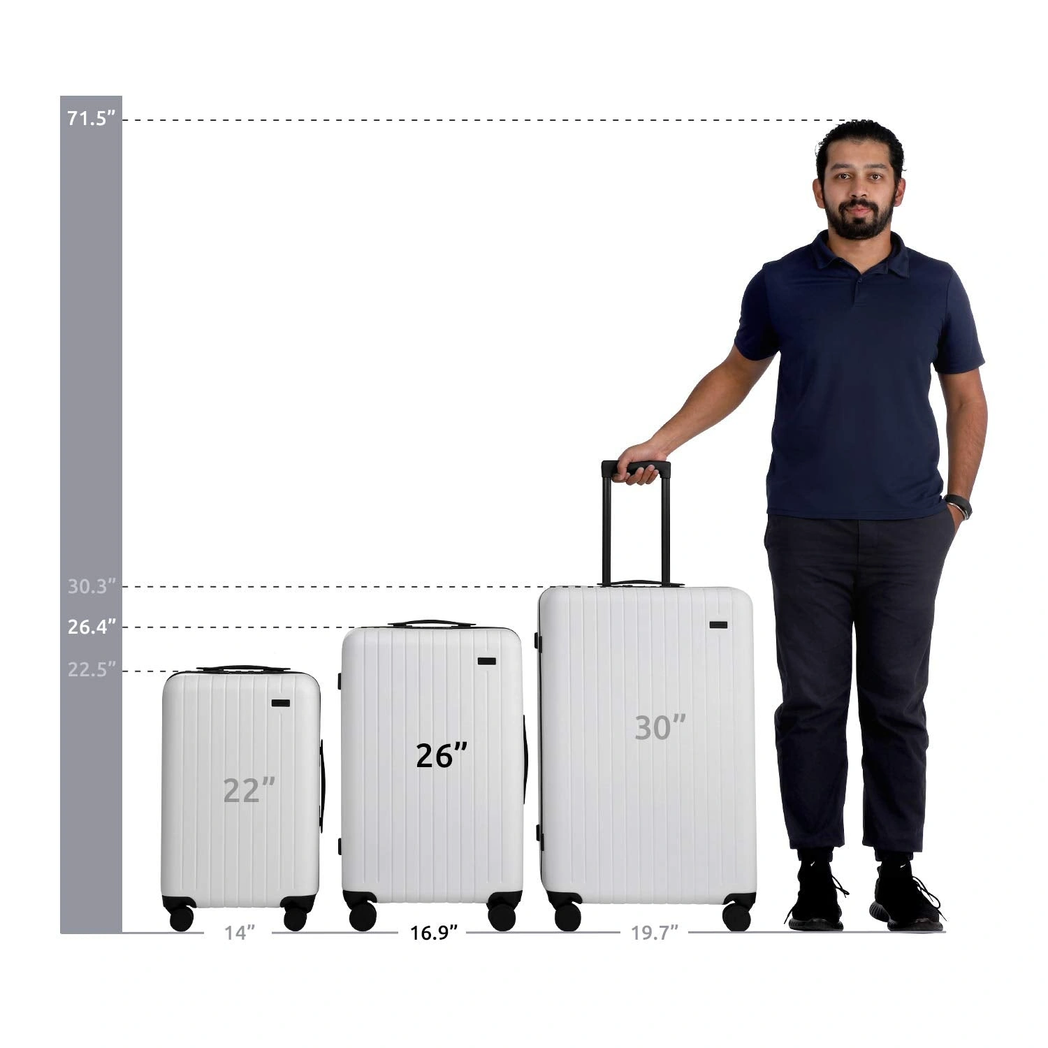 Effortless Travel: Sleek 26" White Hardside Spinner Rolling Suitcase